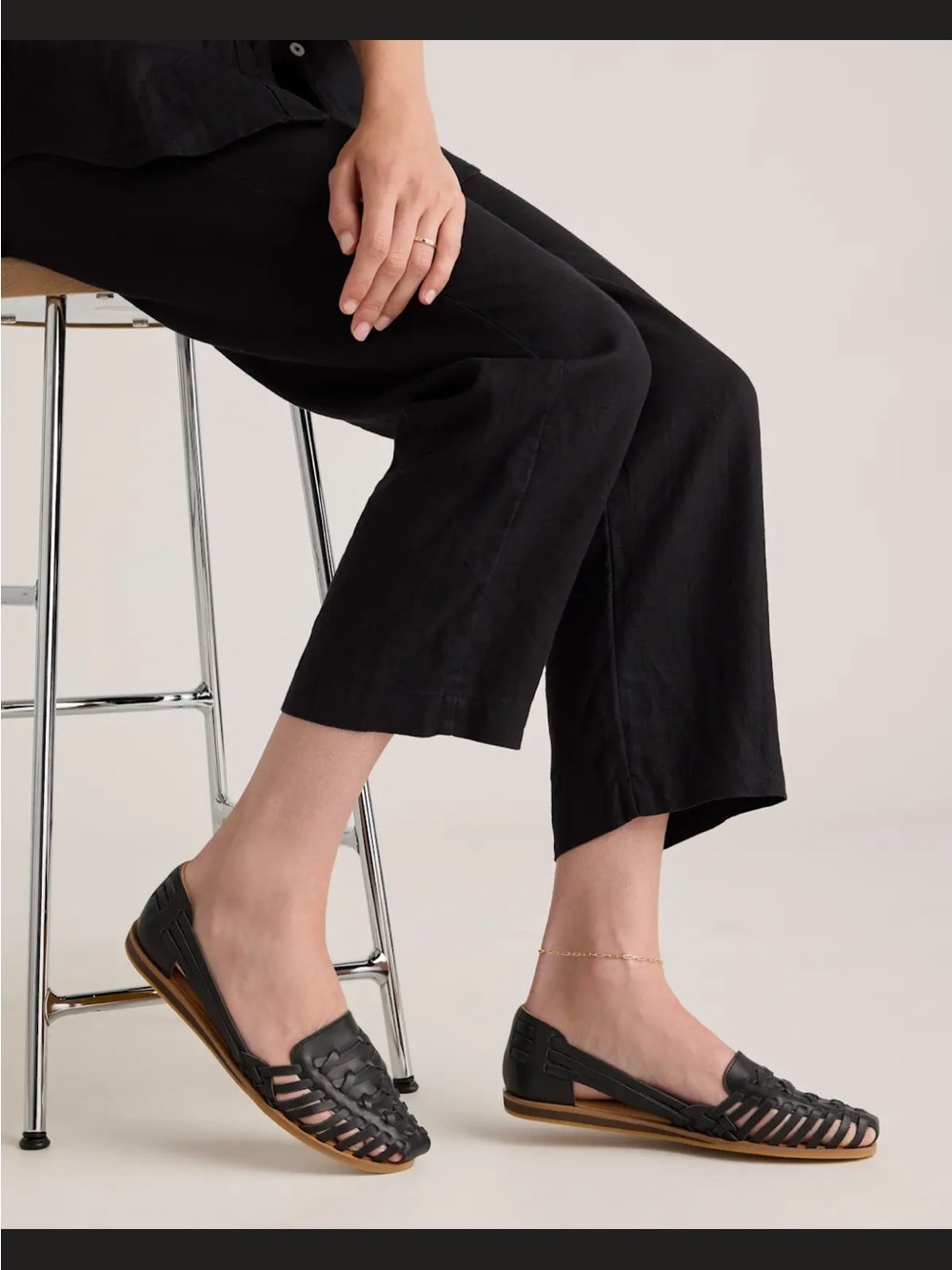 Quince Black Woven Leather Flats